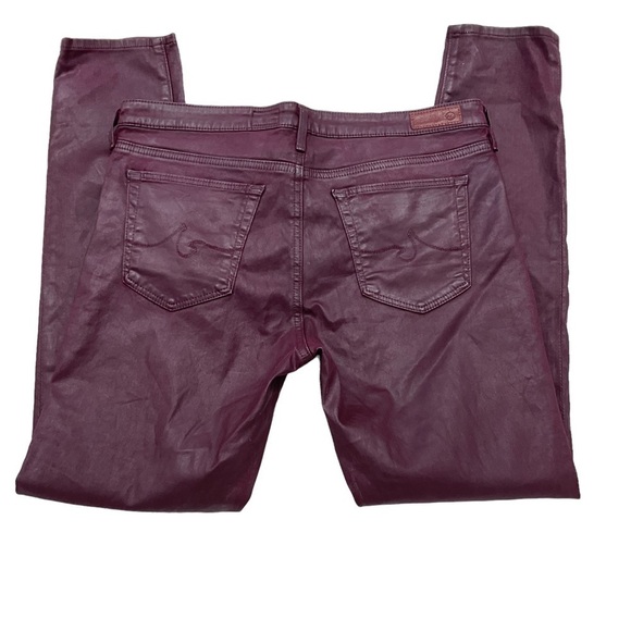 Woman's Adiano Goldschmeid AG Maroon Legging Super Skinny Ankle Faux Leather - Picture 3 of 12